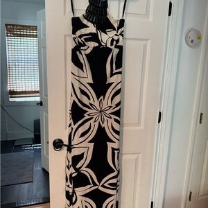 Bisou Bisou Black and White Halter Maxi Dress for Cocktail